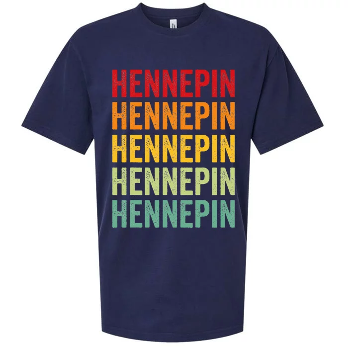 Hennepin County Minnesota Rainbow Text Design Sueded Cloud Jersey T-Shirt