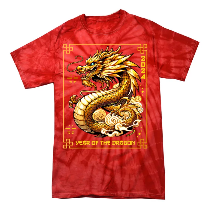 Happy Chinese New Year 2024 Lunar New Year Dragon Red Tie-Dye T-Shirt