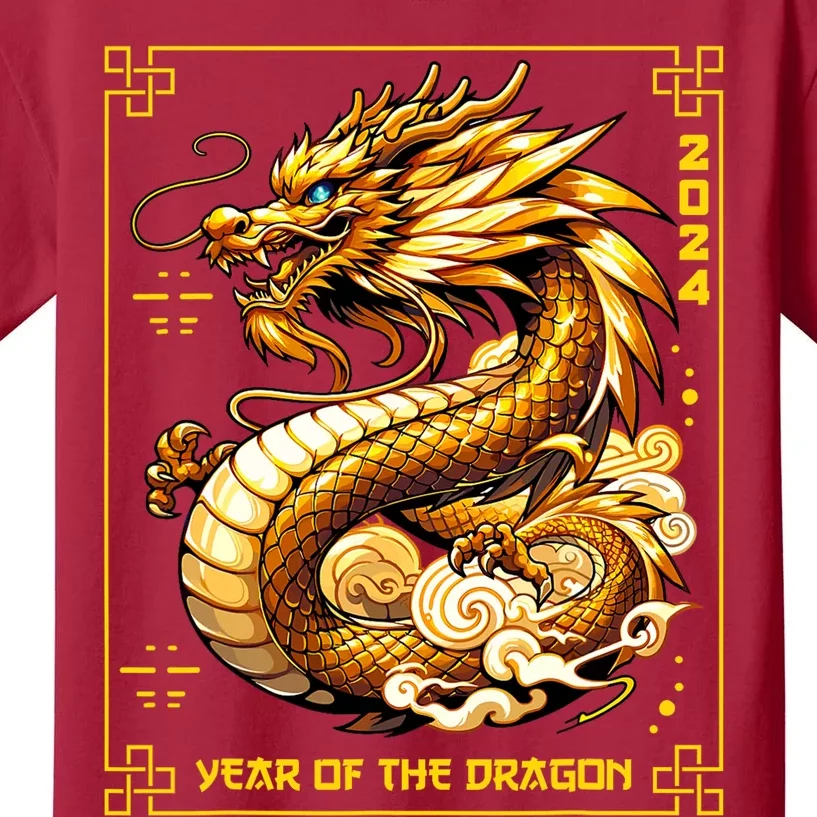 Happy Chinese New Year 2024 Lunar New Year Dragon Red Kids T-Shirt