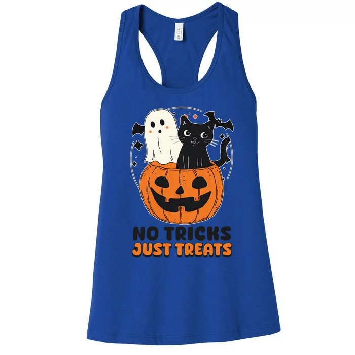 Halloween Cat No Tricks Just Treats Gift Women's Racerback Tank