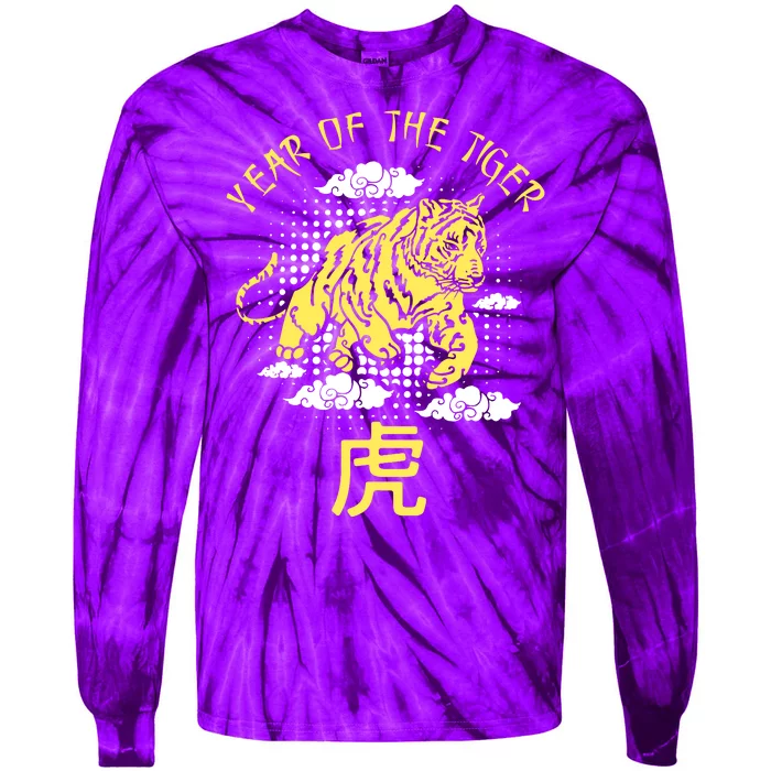 Happy Chinese New Year Year Of The Tiger Zodiac Tiger Tie-Dye Long Sleeve Shirt