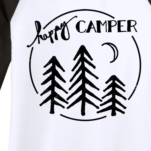 Happy Camper Nature Women's Tri-Blend 3/4-Sleeve Raglan Shirt