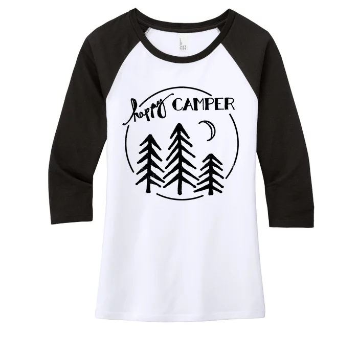 Happy Camper Nature Women's Tri-Blend 3/4-Sleeve Raglan Shirt