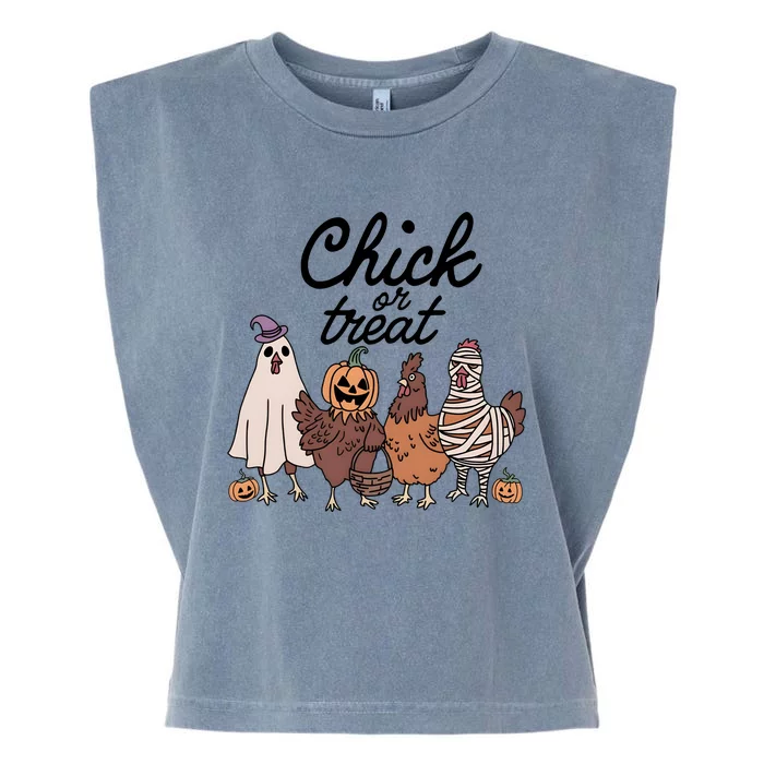 Halloween Chick Or Treat Funny Chicken Lover Garment-Dyed Women's Muscle Tee