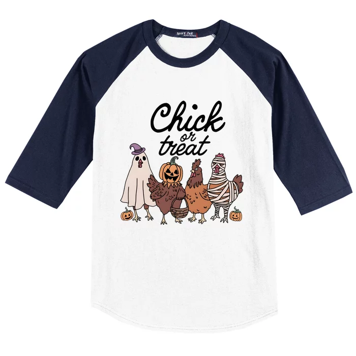 Halloween Chick Or Treat Funny Chicken Lover Baseball Sleeve Shirt