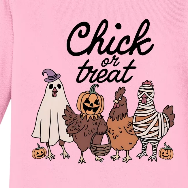 Halloween Chick Or Treat Funny Chicken Lover Baby Long Sleeve Bodysuit