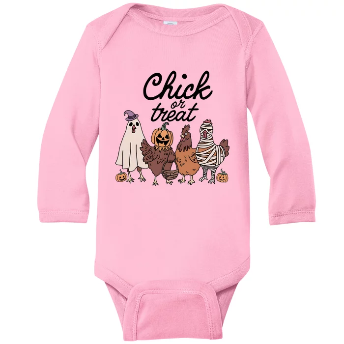 Halloween Chick Or Treat Funny Chicken Lover Baby Long Sleeve Bodysuit