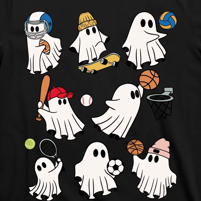 Halloween Collection Of Many Cute Baby Ghosts Sports Funny T-Shirt