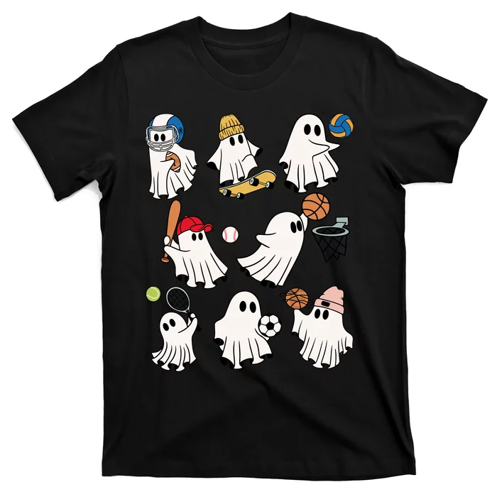 Halloween Collection Of Many Cute Baby Ghosts Sports Funny T-Shirt