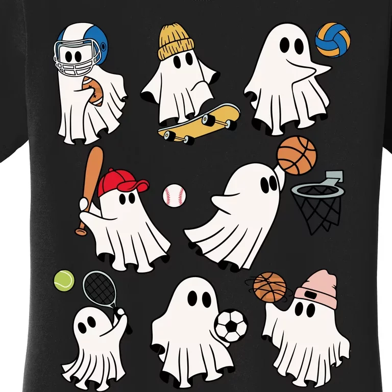 Halloween Collection Of Many Cute Baby Ghosts Sports Funny Women's T-Shirt