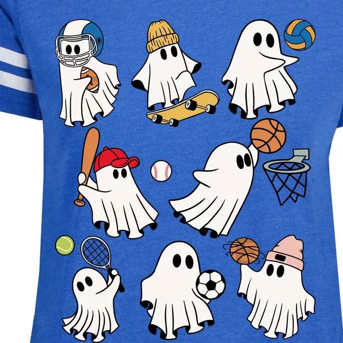 Halloween Collection Of Many Cute Baby Ghosts Sports Funny Enza Ladies Jersey Football T-Shirt