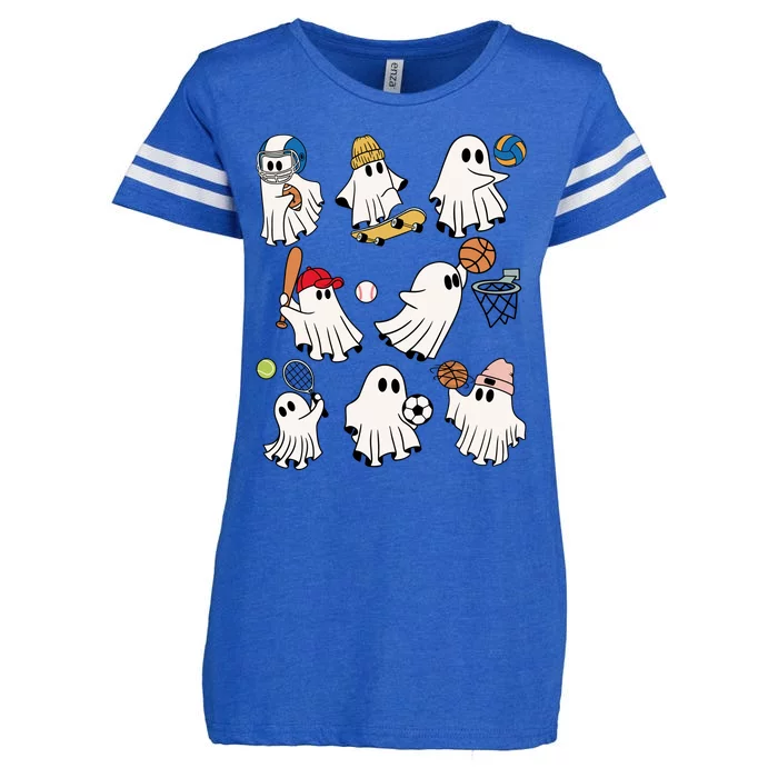 Halloween Collection Of Many Cute Baby Ghosts Sports Funny Enza Ladies Jersey Football T-Shirt