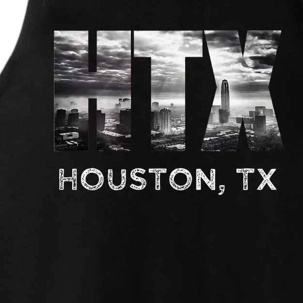 Htx City Of Houston Skyline Art Downtown Texas Souvenir Ladies Tri-Blend Wicking Tank