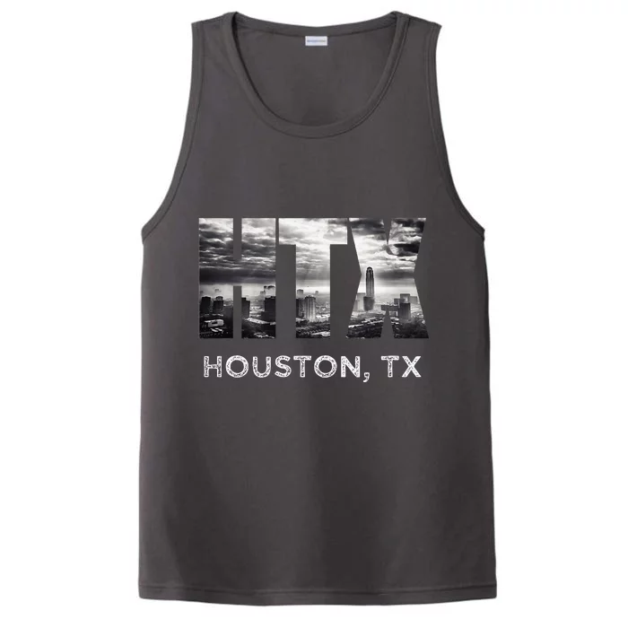 Htx City Of Houston Skyline Art Downtown Texas Souvenir Performance Tank