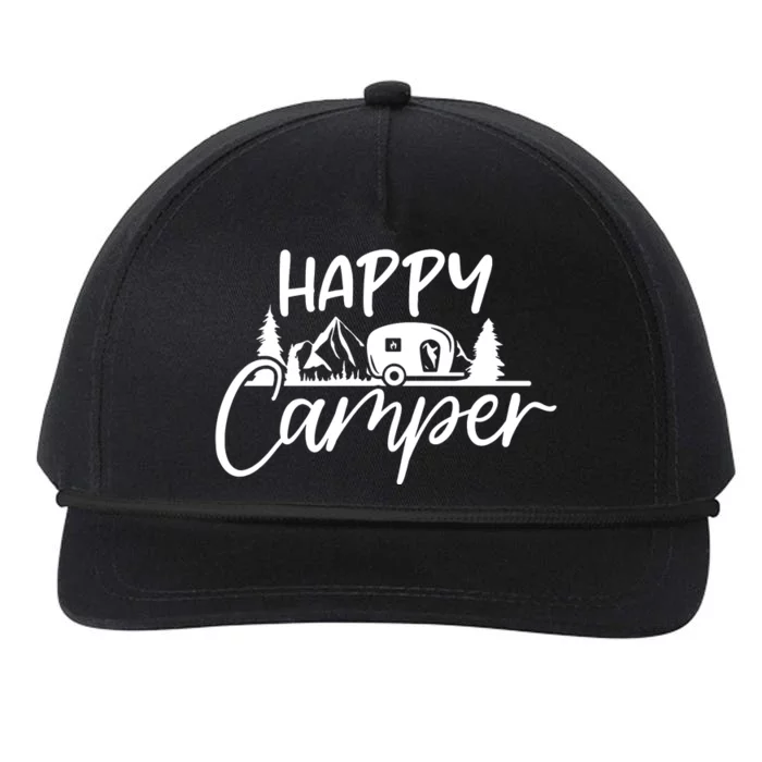 Happy Camper Outdoors Nature Snapback Five-Panel Rope Hat