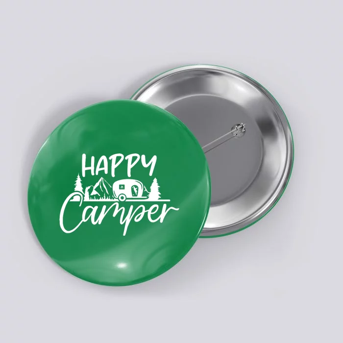 Happy Camper Outdoors Nature Button