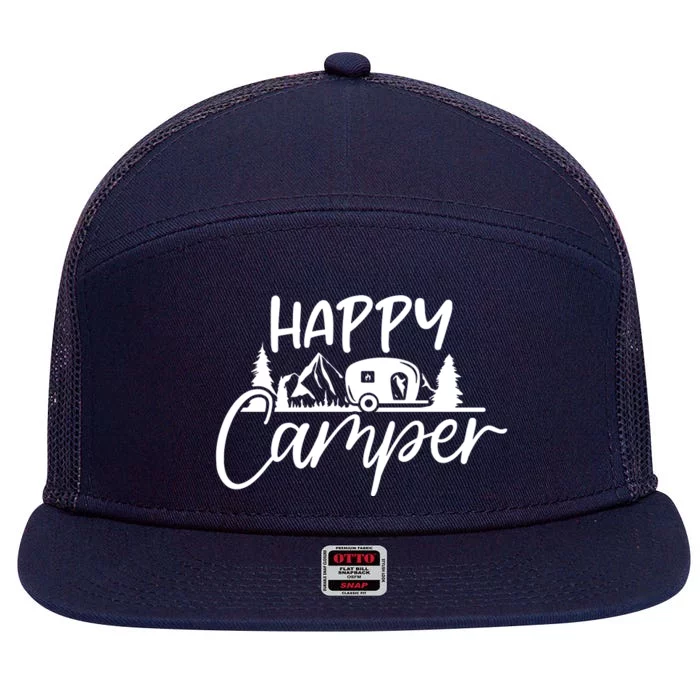 Happy Camper Outdoors Nature 7 Panel Mesh Trucker Snapback Hat