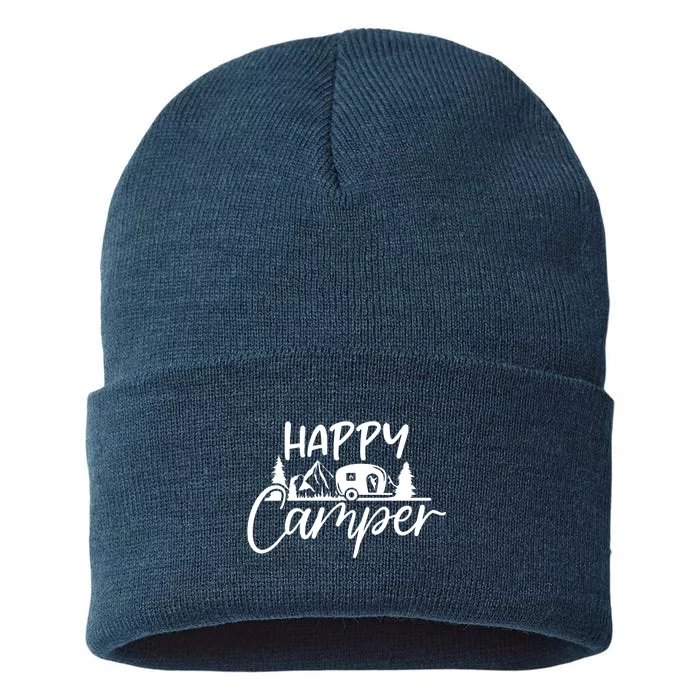 Happy Camper Outdoors Nature Sustainable Knit Beanie