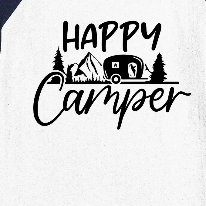 Happy Camper Outdoors Nature Baseball Sleeve Shirt