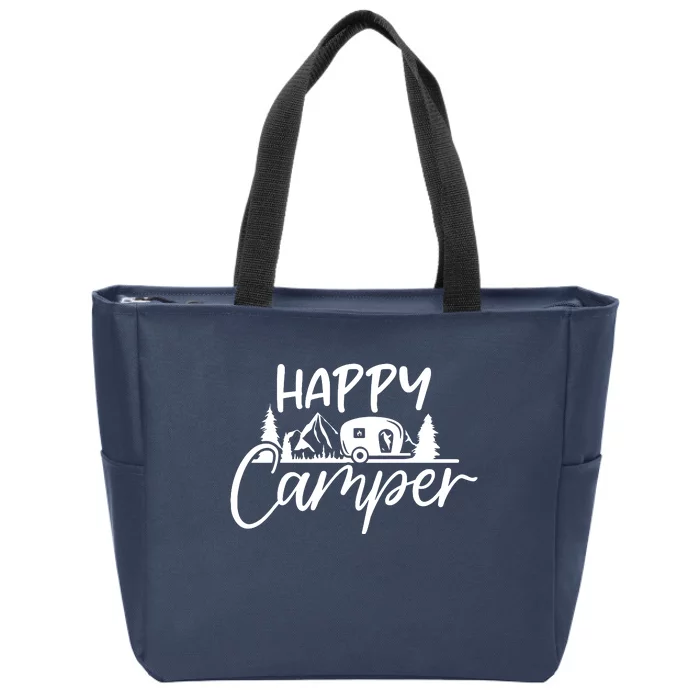 Happy Camper Outdoors Nature Zip Tote Bag