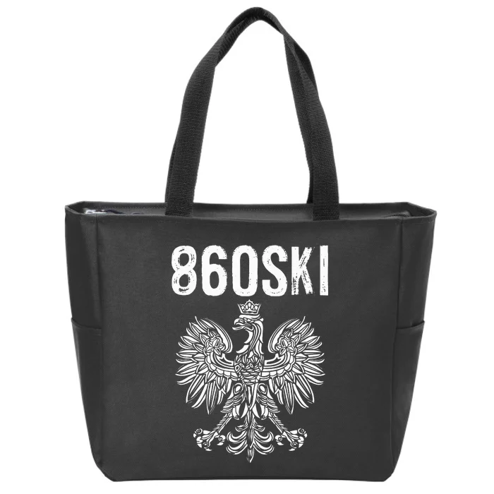 Hartford Connecticut Polish Eagle Flag Pride 860 Area Code Zip Tote Bag