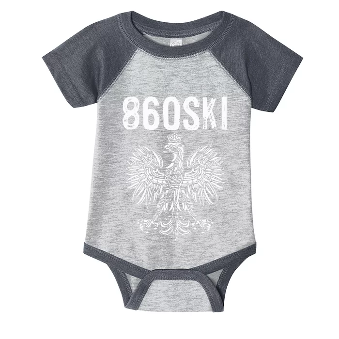 Hartford Connecticut Polish Eagle Flag Pride 860 Area Code Infant Baby Jersey Bodysuit