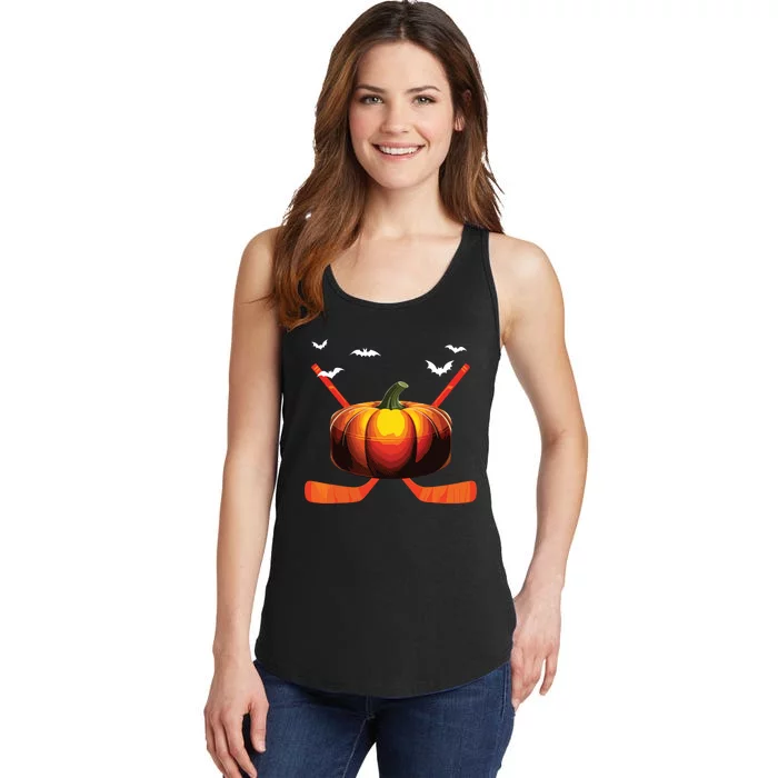 Hockey Costume Player Fan Halloween Carved Pumpkin Face Ladies Essential Tank