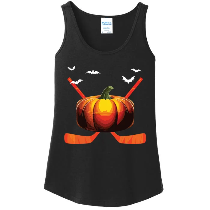 Hockey Costume Player Fan Halloween Carved Pumpkin Face Ladies Essential Tank