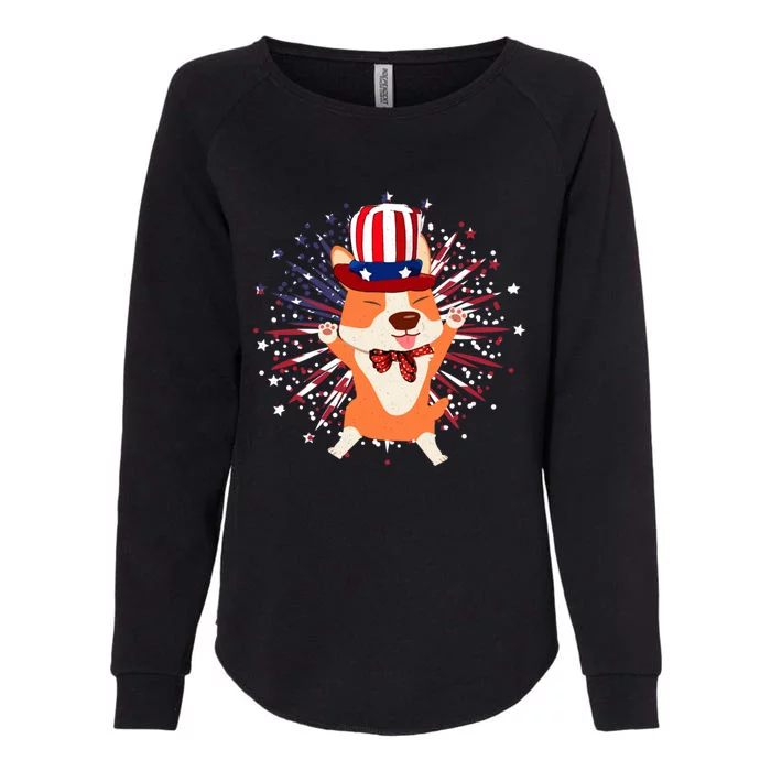 Happy Corgi Patriotic Memorial Day 4th Of July Usa Flag Gift Womens California Wash Sweatshirt