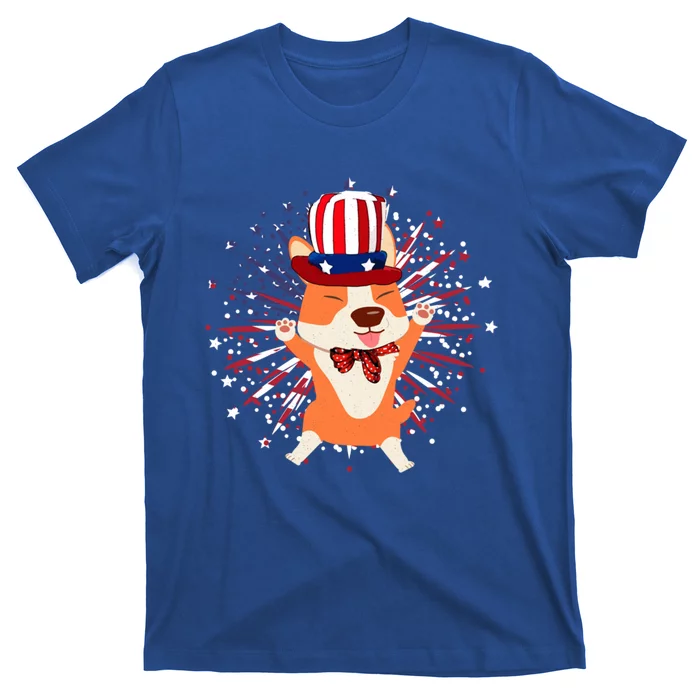 Happy Corgi Patriotic Memorial Day 4th Of July Usa Flag Gift T-Shirt