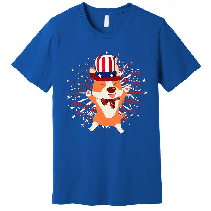 Happy Corgi Patriotic Memorial Day 4th Of July Usa Flag Gift Premium T-Shirt