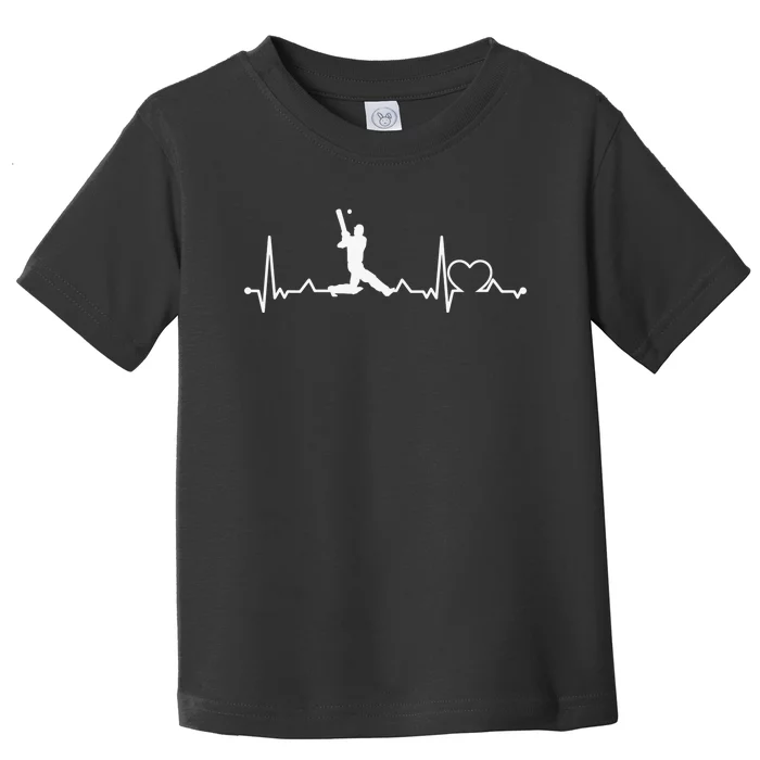 Heartbeat Cricket Player Cricketer Bowler Pitch Toddler T-Shirt