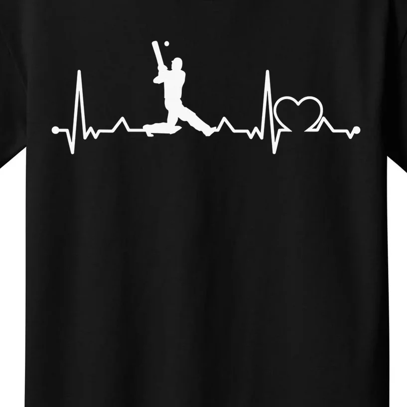 Heartbeat Cricket Player Cricketer Bowler Pitch Kids T-Shirt