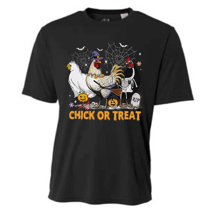 Halloween Chicken Pumpkin Chick Or Treat Spooky Season Cooling Performance Crew T-Shirt