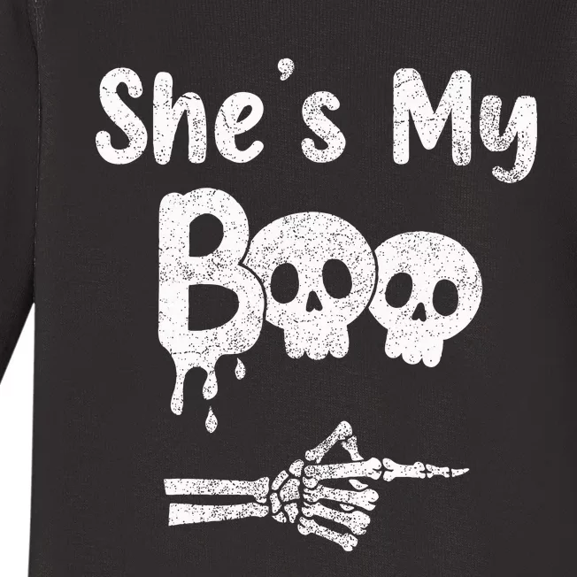 Halloween Couples Pajama Set Spooky Skull Design Baby Long Sleeve Bodysuit