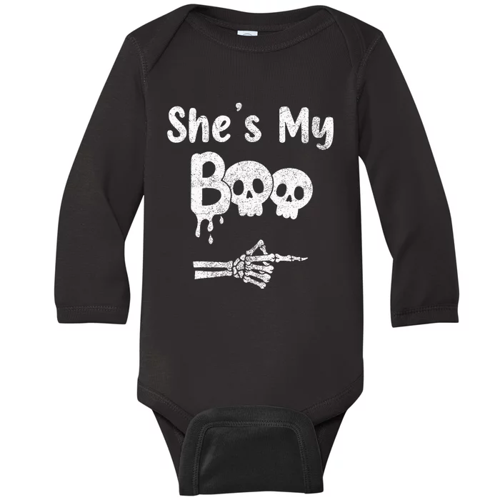 Halloween Couples Pajama Set Spooky Skull Design Baby Long Sleeve Bodysuit