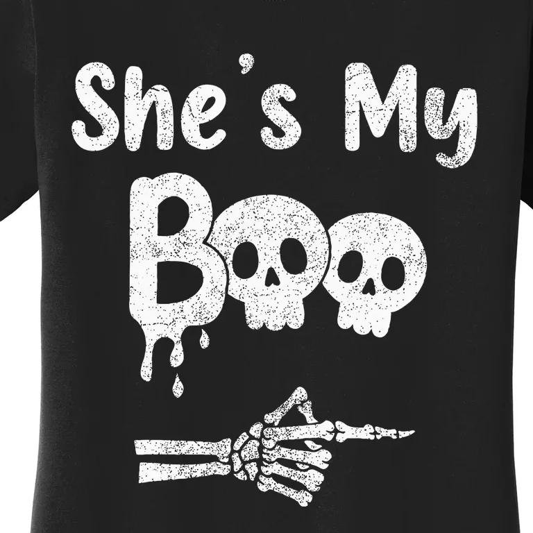 Halloween Couples Pajama Set Spooky Skull Design Women's T-Shirt