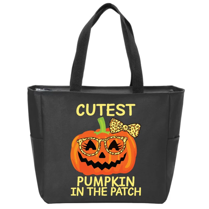 Halloween Cutest Pumpkin In The Patch Girl Halloween Pumpkin Zip Tote Bag