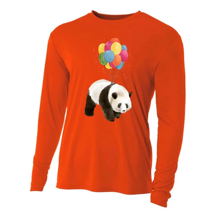 Happy Celebration Panda Balloon Cooling Performance Long Sleeve Crew