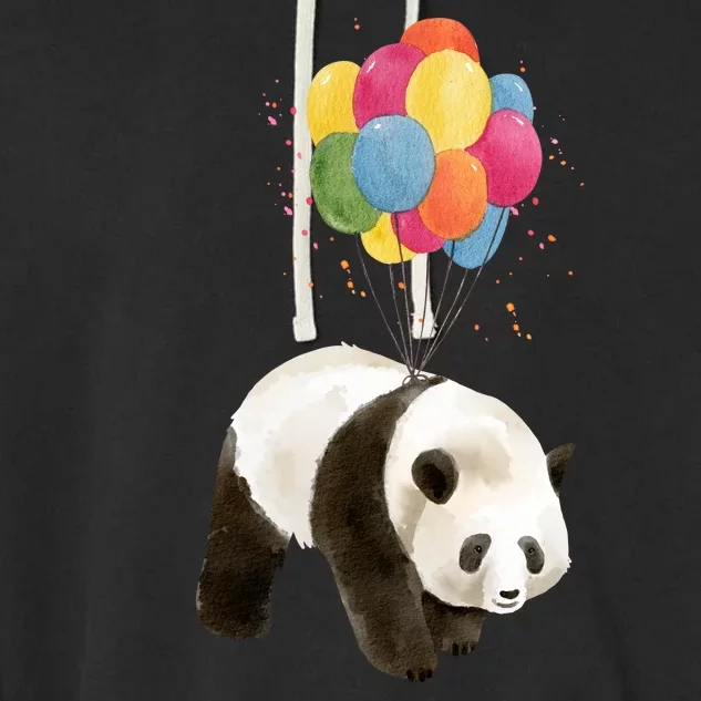 Happy Celebration Panda Balloon Garment-Dyed Fleece Hoodie