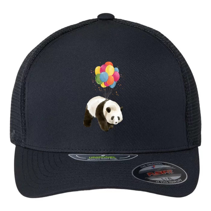 Happy Celebration Panda Balloon Flexfit Unipanel Trucker Cap