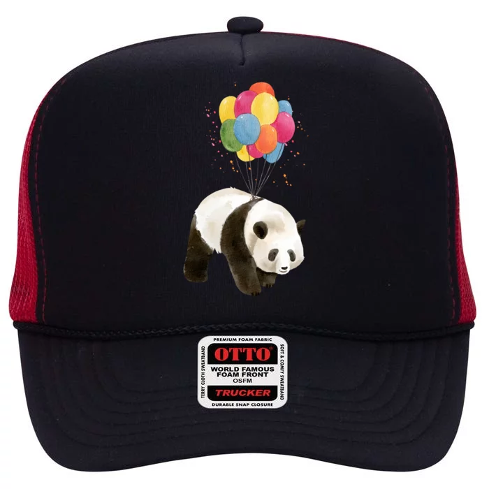 Happy Celebration Panda Balloon High Crown Mesh Trucker Hat