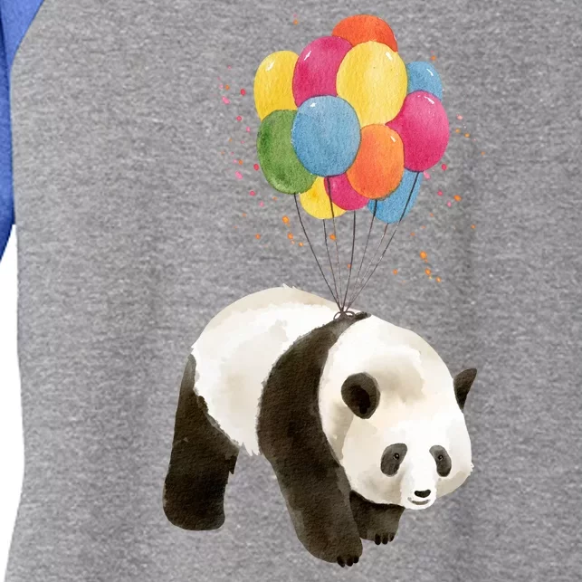 Happy Celebration Panda Balloon Women's Tri-Blend 3/4-Sleeve Raglan Shirt