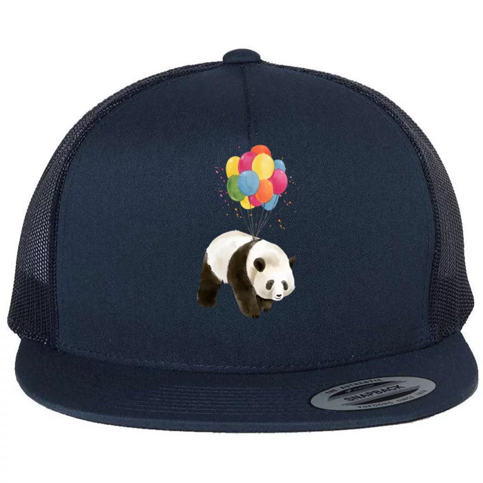 Happy Celebration Panda Balloon Flat Bill Trucker Hat