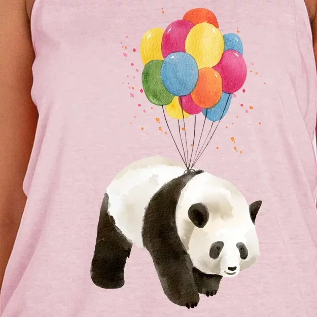 Happy Celebration Panda Balloon Women's Knotted Racerback Tank