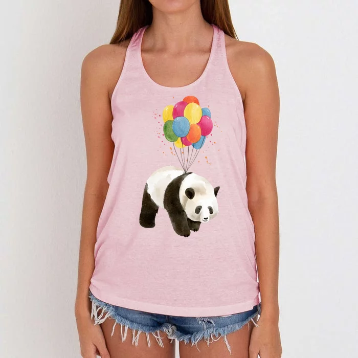 Happy Celebration Panda Balloon Women's Knotted Racerback Tank