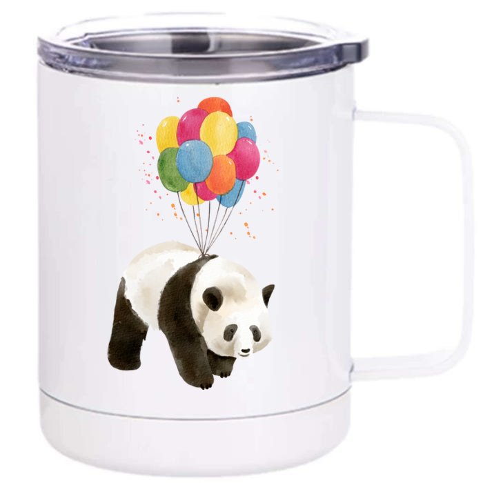 Happy Celebration Panda Balloon Front & Back 12oz Stainless Steel Tumbler Cup