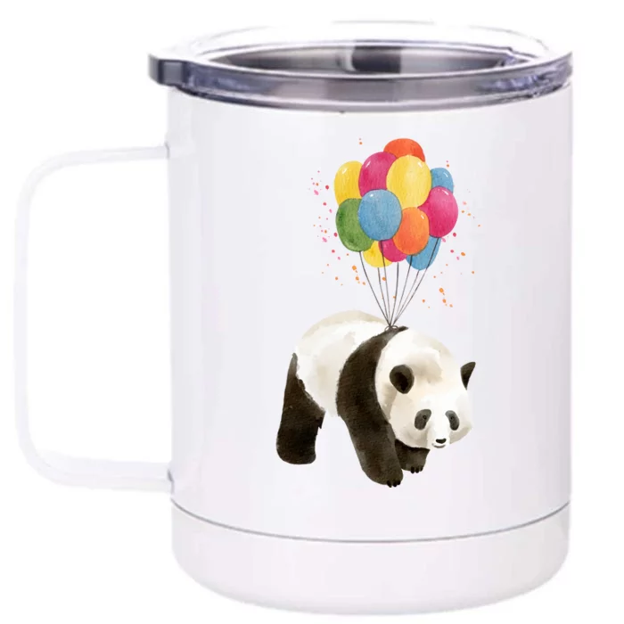 Happy Celebration Panda Balloon Front & Back 12oz Stainless Steel Tumbler Cup