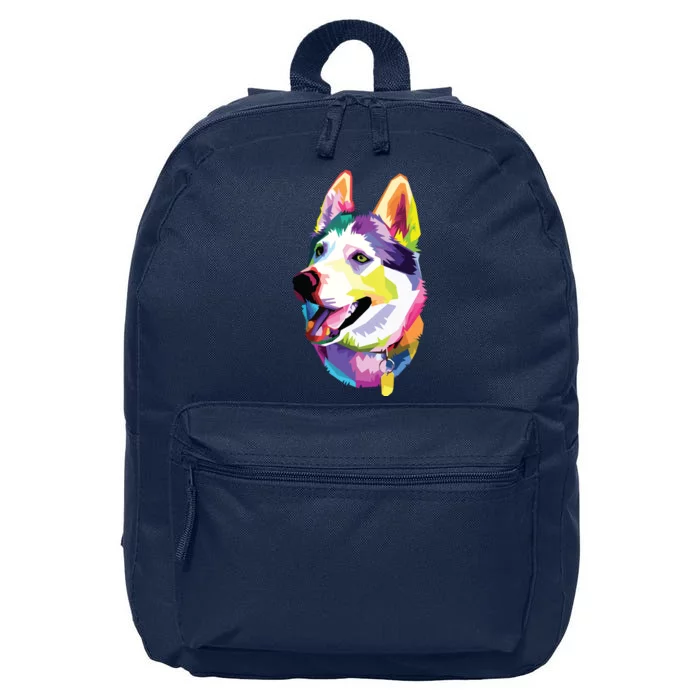 Huskie Colorful Pop Art Portrait For Dog Owners Chukcha Sibe 16 in Basic Backpack