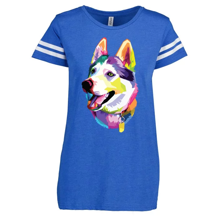 Huskie Colorful Pop Art Portrait For Dog Owners Chukcha Sibe Enza Ladies Jersey Football T-Shirt